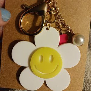 Iron Orchard Daily Smiley Face with charms keychain with hook NWT